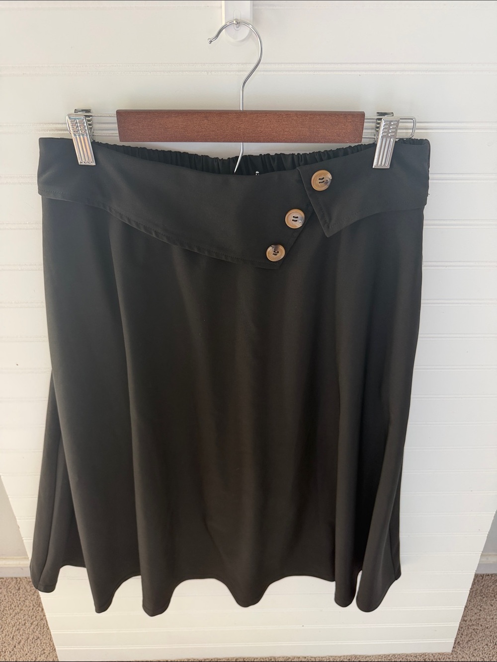Source Unknown Black Circle Skirt with Button Detail